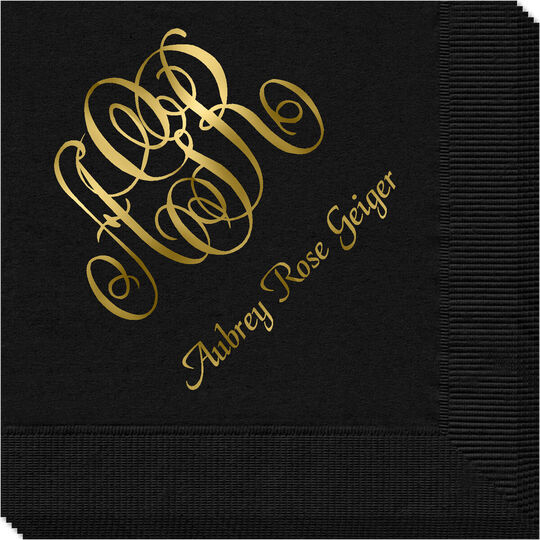 Large Script Monogram with Text Napkins